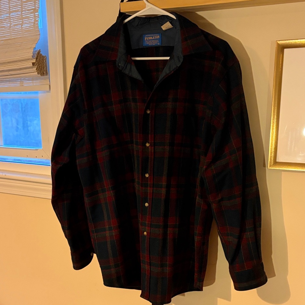 Pendleton Navy and Red Plaid Shirt